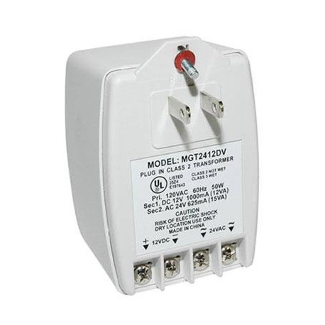 Dual Voltage 24VAC 12VDC Class II Power Supply MGT2412DV